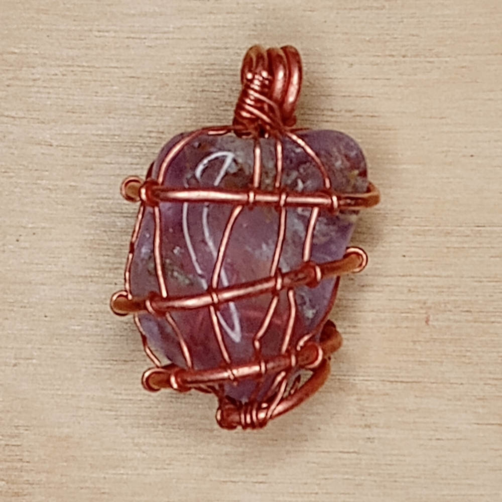 Amethyst Stone / Pure Copper Pendant